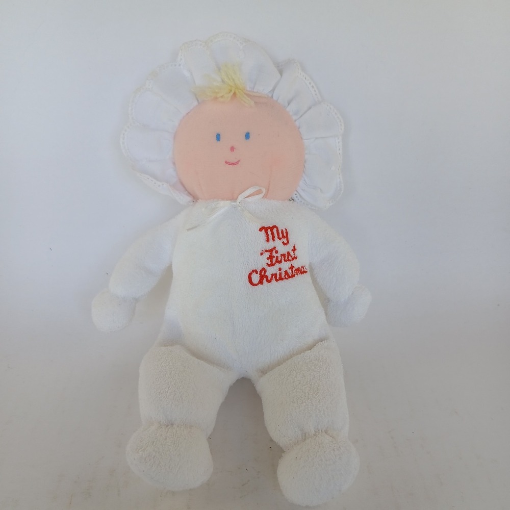Eden Plush Baby Doll Terry Cloth My First Christmas Lovey Stuffed Toy HolidayVtg